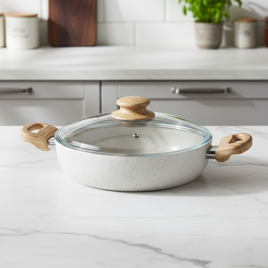 Casserole Large Cem Soft Céramique Crème Granit - 28 cm