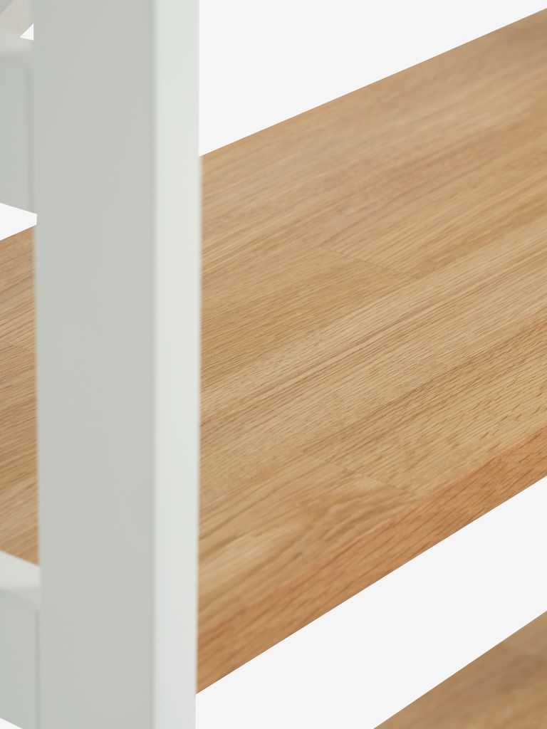 Étagère 3 tablettes larges chêne naturel/blanc