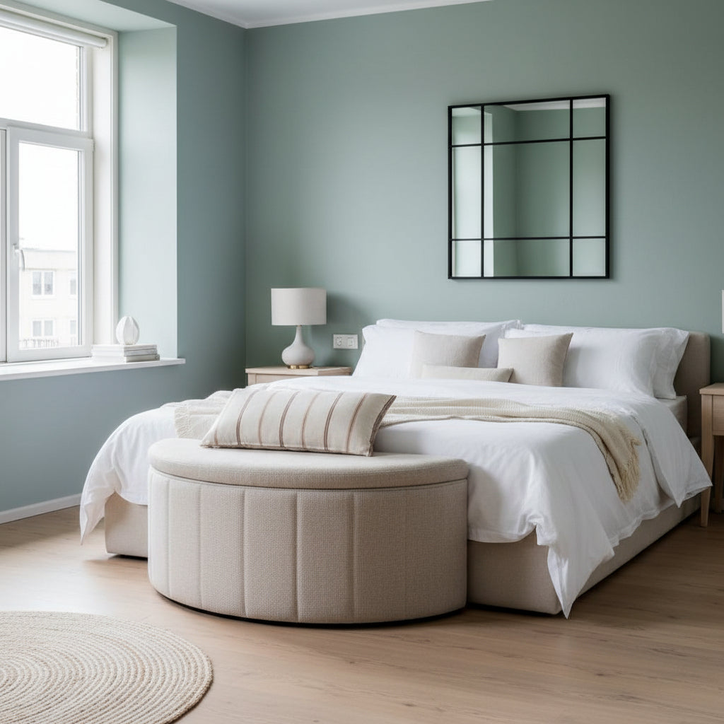 Banc avec rangement – Tissu sable clair