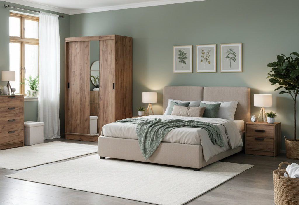 Armoire ODDER 120x201 a/miroir coloris chêne naturel sauvage