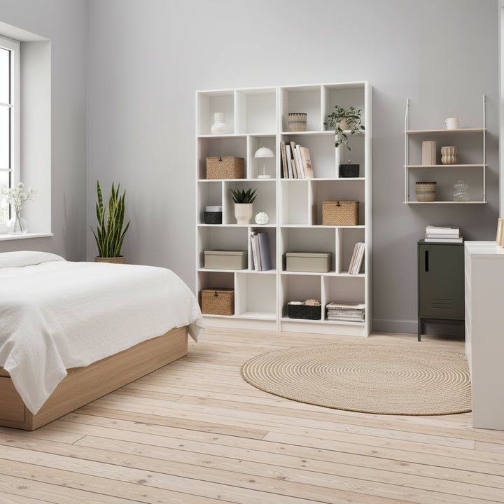 Bibliothèque 10 tablettes blanc