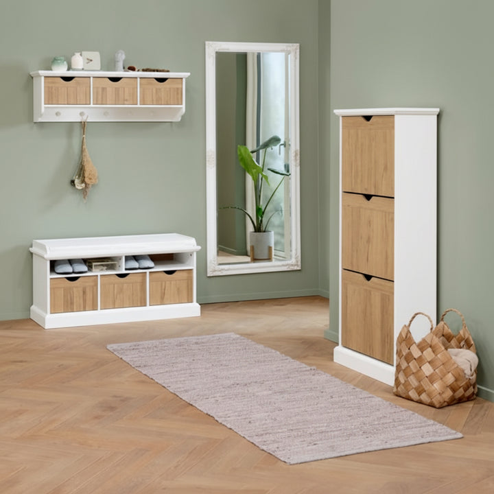 Meuble à chaussures OLDEKROG blanc/chêne naturel sauvage