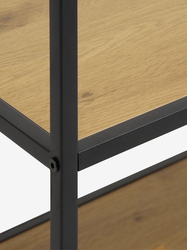 Meuble d’entrée – chêne / noir, avec tringle et 4 tablettes