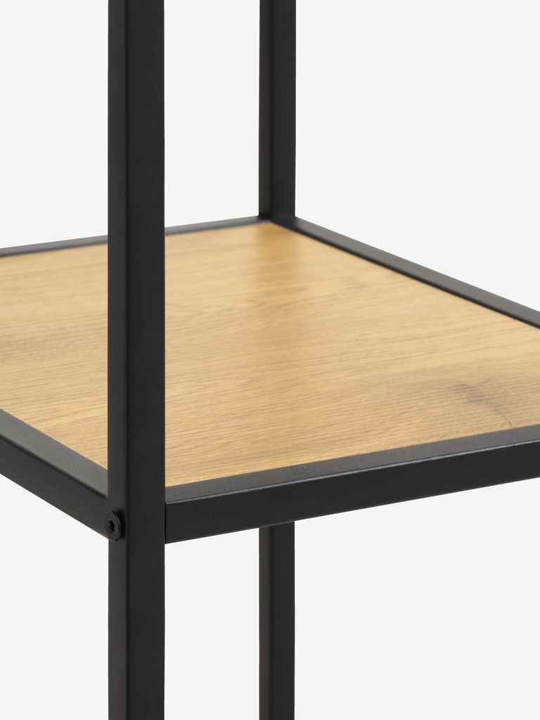 Meuble d’entrée – chêne / noir, avec tringle et 4 tablettes