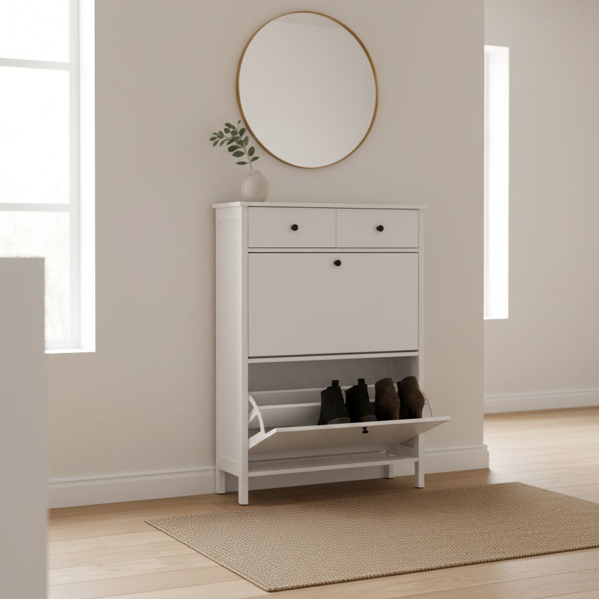 Meuble à Chaussures – 2 Compartiments – Blanc