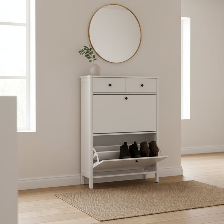 Meuble à Chaussures – 2 Compartiments – Blanc