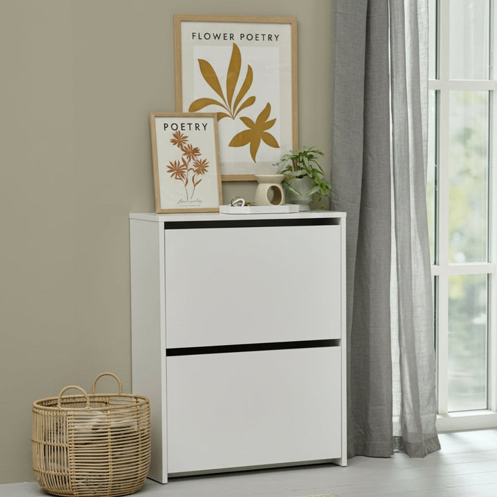 Meuble à chaussures 2 compartiments blanc