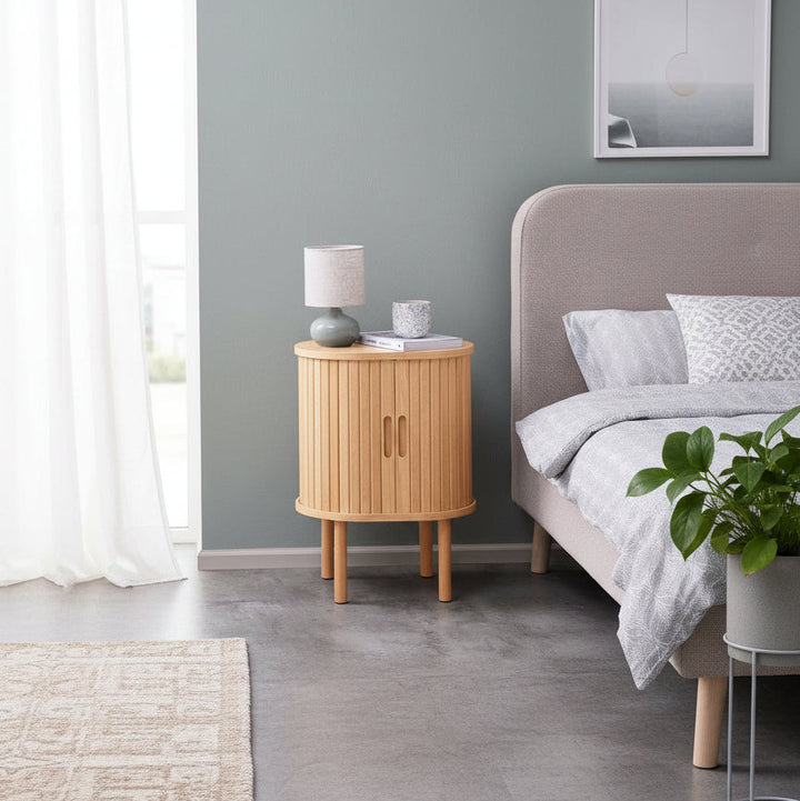 Table de nuit 2 portes tambours chêne naturel