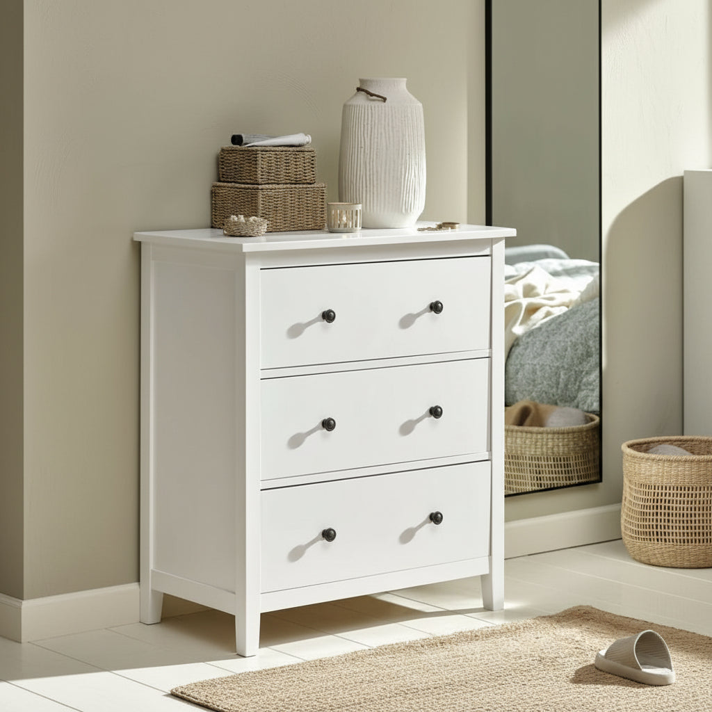 Commode – 3 tiroirs – Blanc