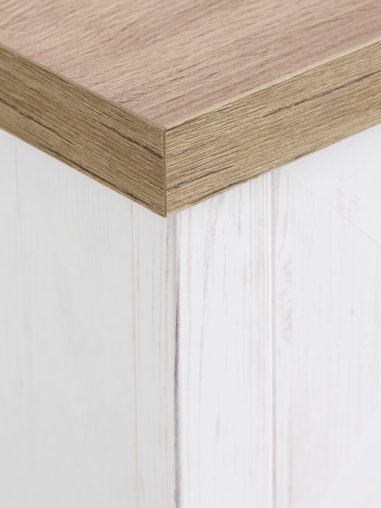 Commode – 4 tiroirs – Blanc / Chêne naturel sauvage