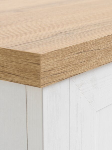 Meuble TV MARKSKEL 2 portes blanc/coloris chêne naturel