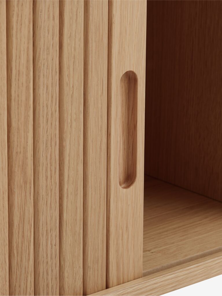 Meuble TV 120 cm (2 portes tambours) en chêne naturel