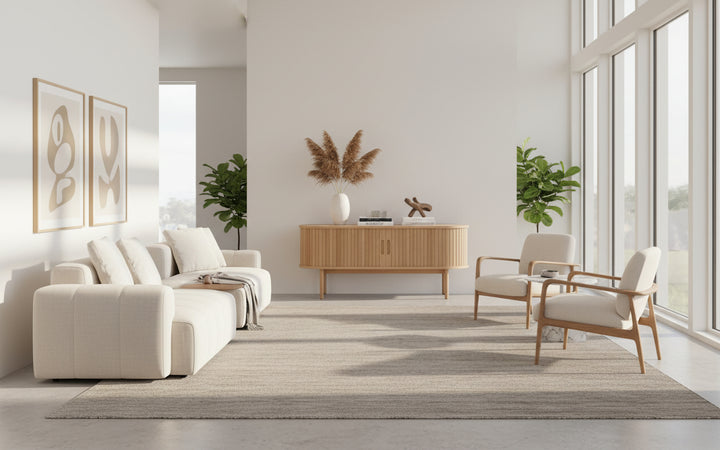 Meuble TV 120 cm (2 portes tambours) en chêne naturel