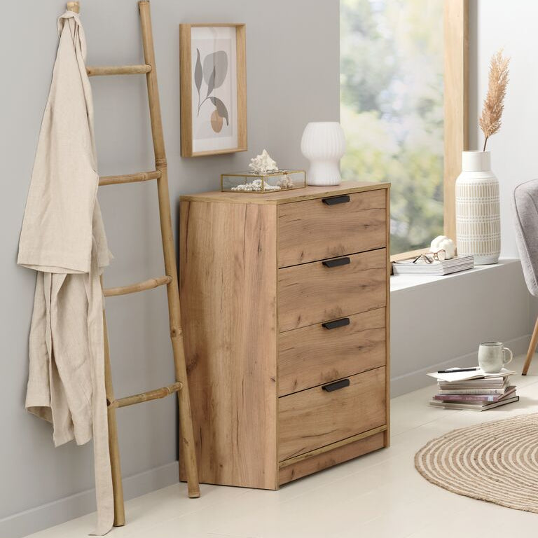 Commode – 4 tiroirs – Chêne naturel sauvage