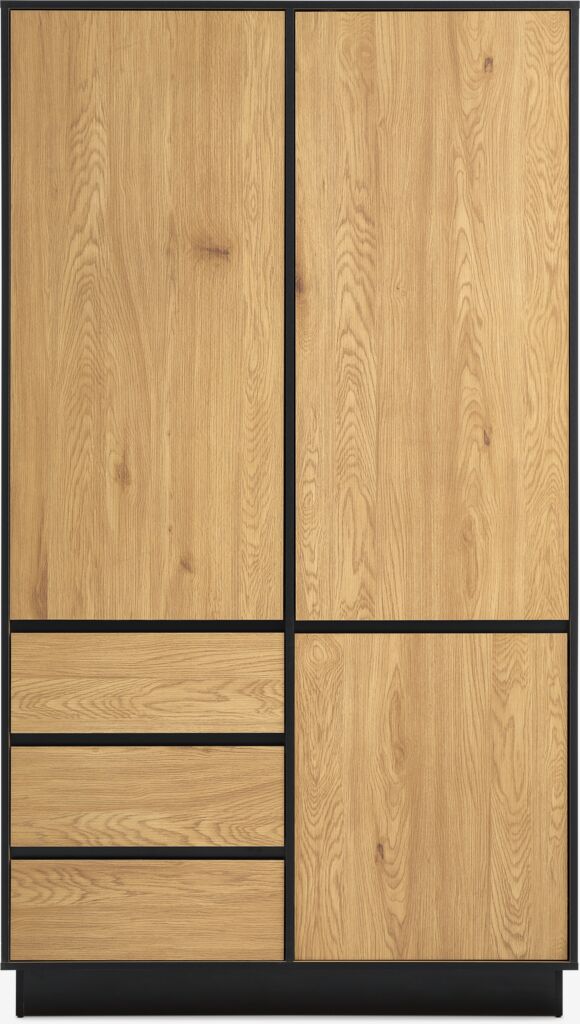 Armoire ODENSE 120x210 3 portes 3 tir. coloris chêne chaud