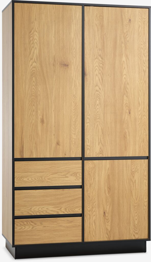 Armoire ODENSE 120x210 3 portes 3 tir. coloris chêne chaud