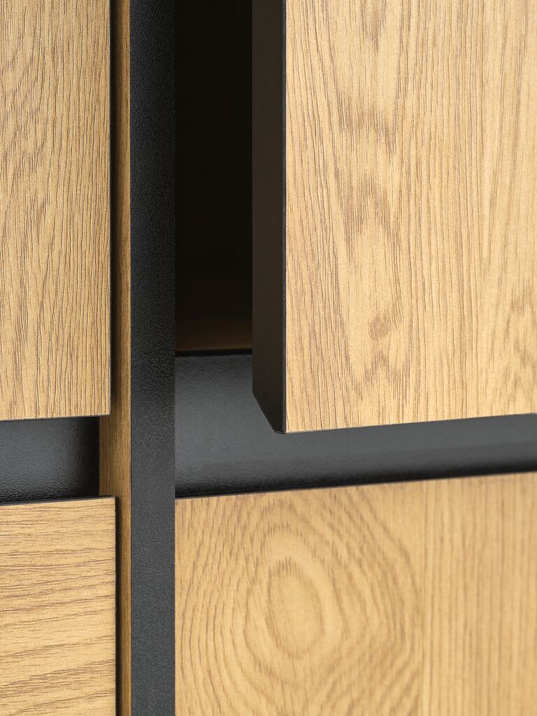 Armoire ODENSE 120x210 3 portes 3 tir. coloris chêne chaud