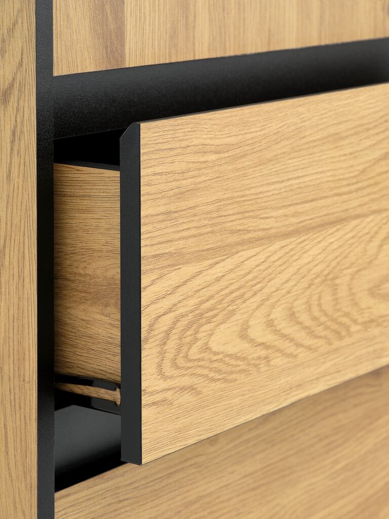 Armoire ODENSE 120x210 3 portes 3 tir. coloris chêne chaud