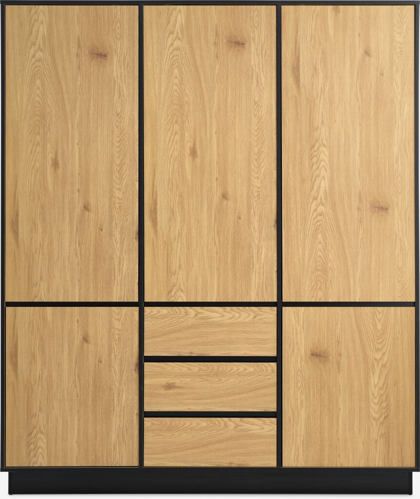 Armoire ODENSE 120x210 3 portes 3 tir. coloris chêne chaud