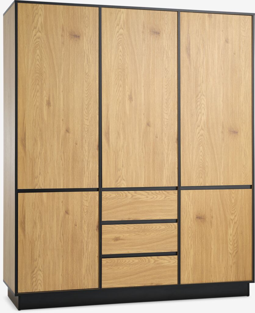 Armoire ODENSE 120x210 3 portes 3 tir. coloris chêne chaud