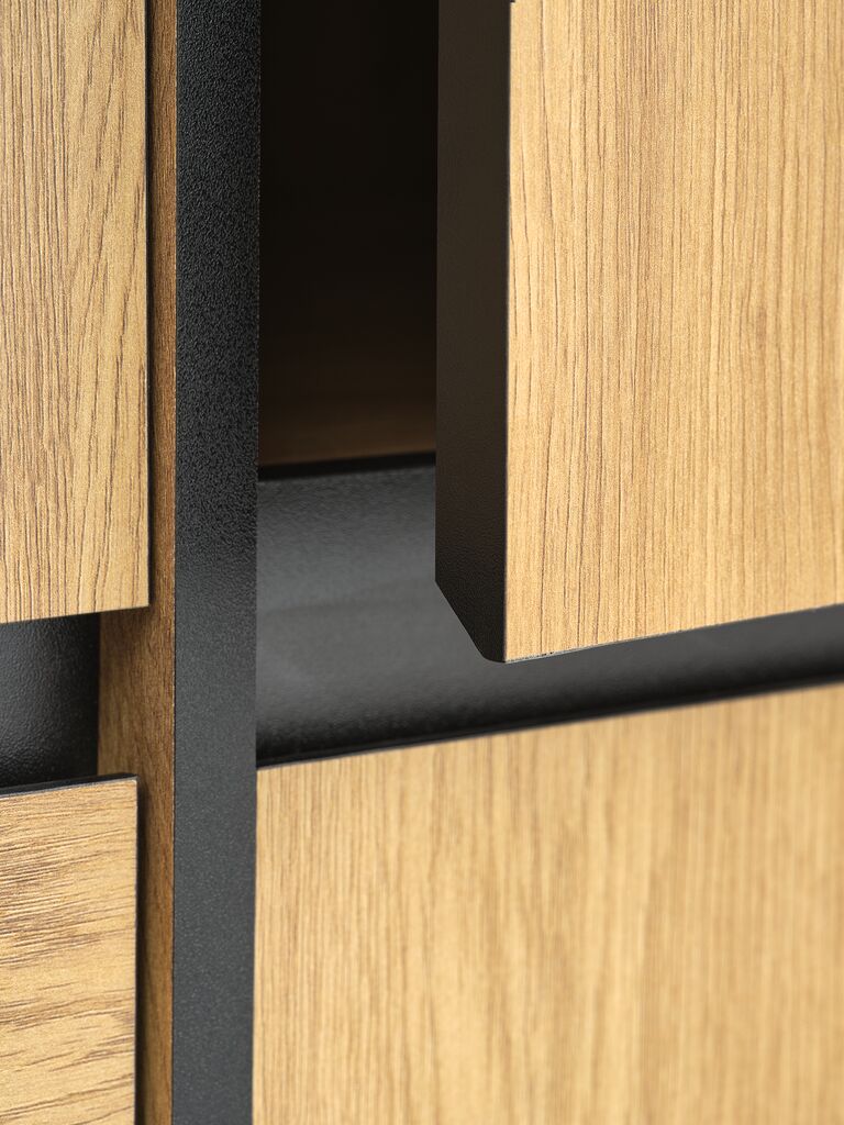 Armoire ODENSE 120x210 3 portes 3 tir. coloris chêne chaud