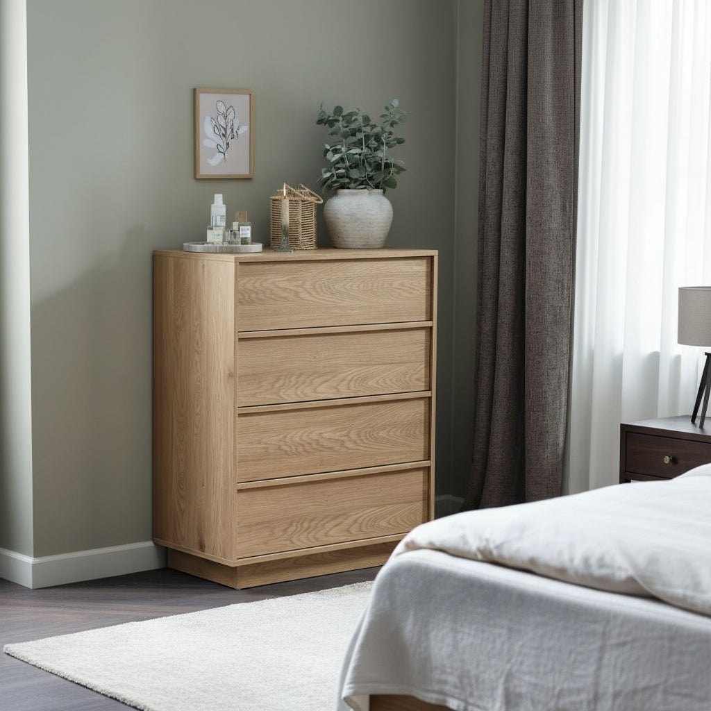 Commode – 4 tiroirs – Chêne chaud