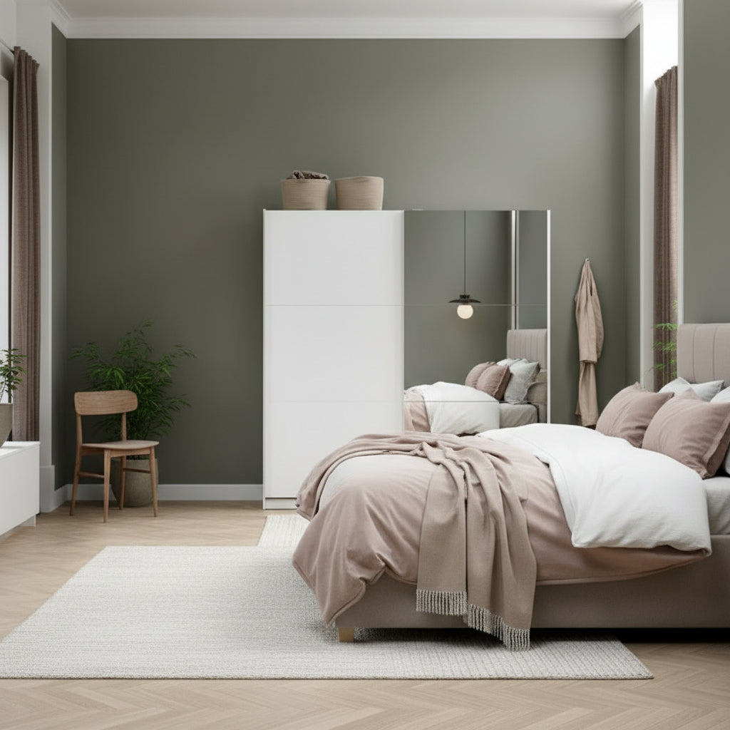 Armoire RABERG 200x200 a/miroir blanc