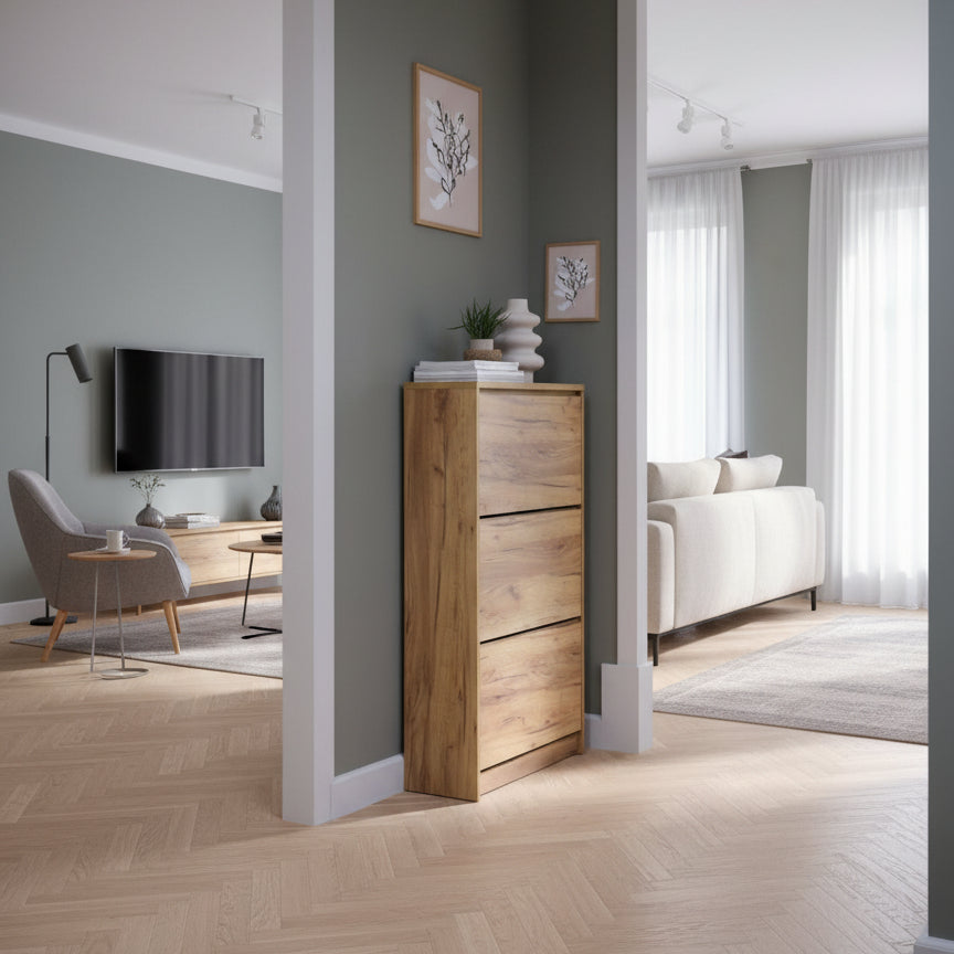 Meuble à chaussures LIMFJORDEN coloris chêne naturel sauvage