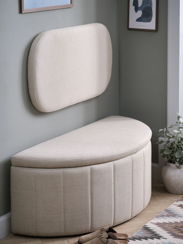 Banc avec rangement – Tissu sable clair