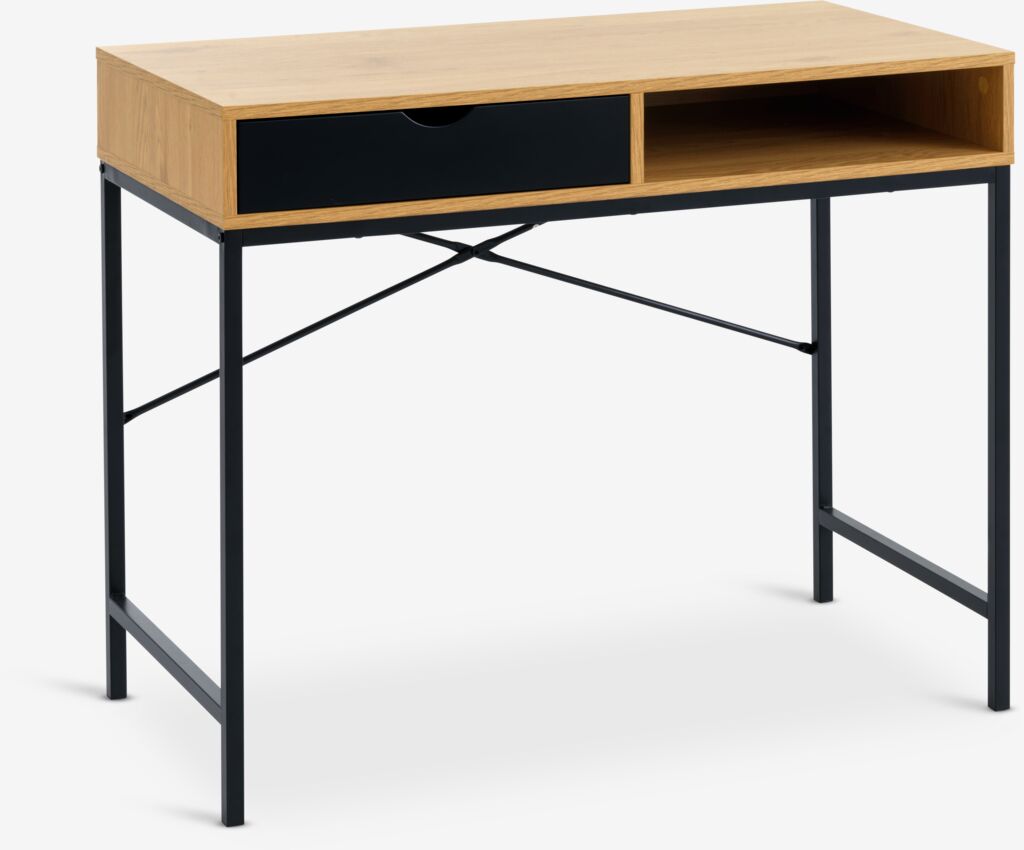 Bureau – 48 × 95 cm – 1 tiroir – Chêne Chaud / Noir