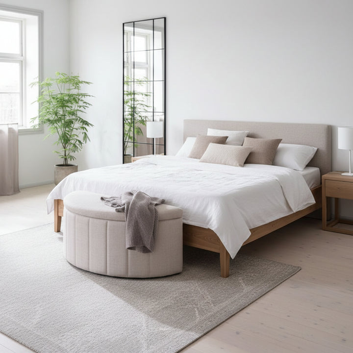 Banc avec rangement – Tissu sable clair