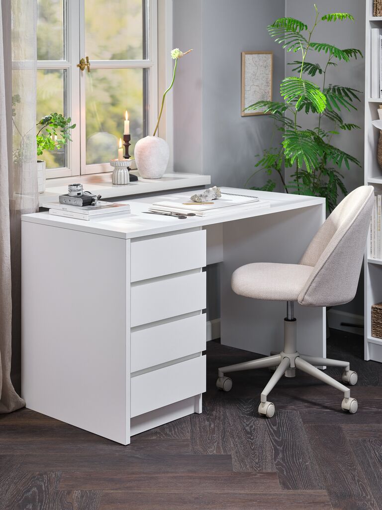 Bureau 60x120 4 tiroirs blanc