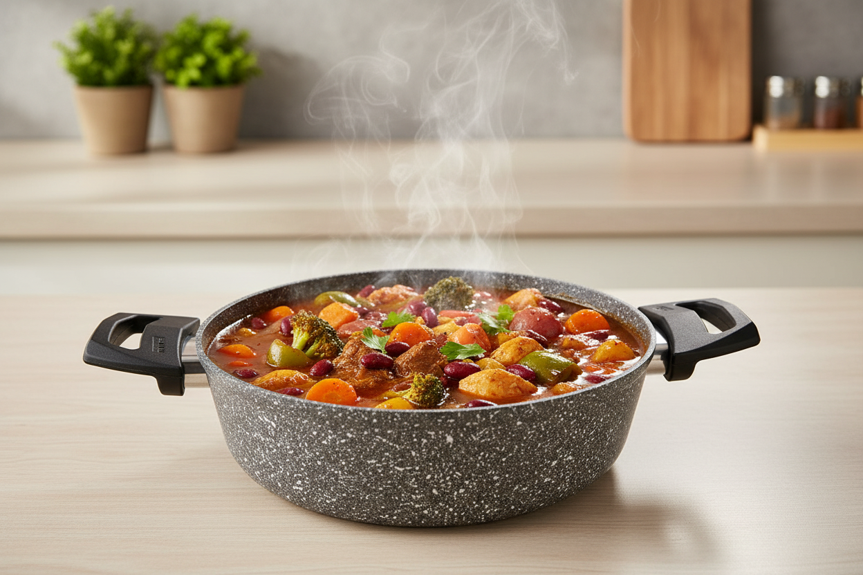 Marmite Amboss 26 cm avec Couvercle en Verre – Revêtement Pierre Antiadhésif