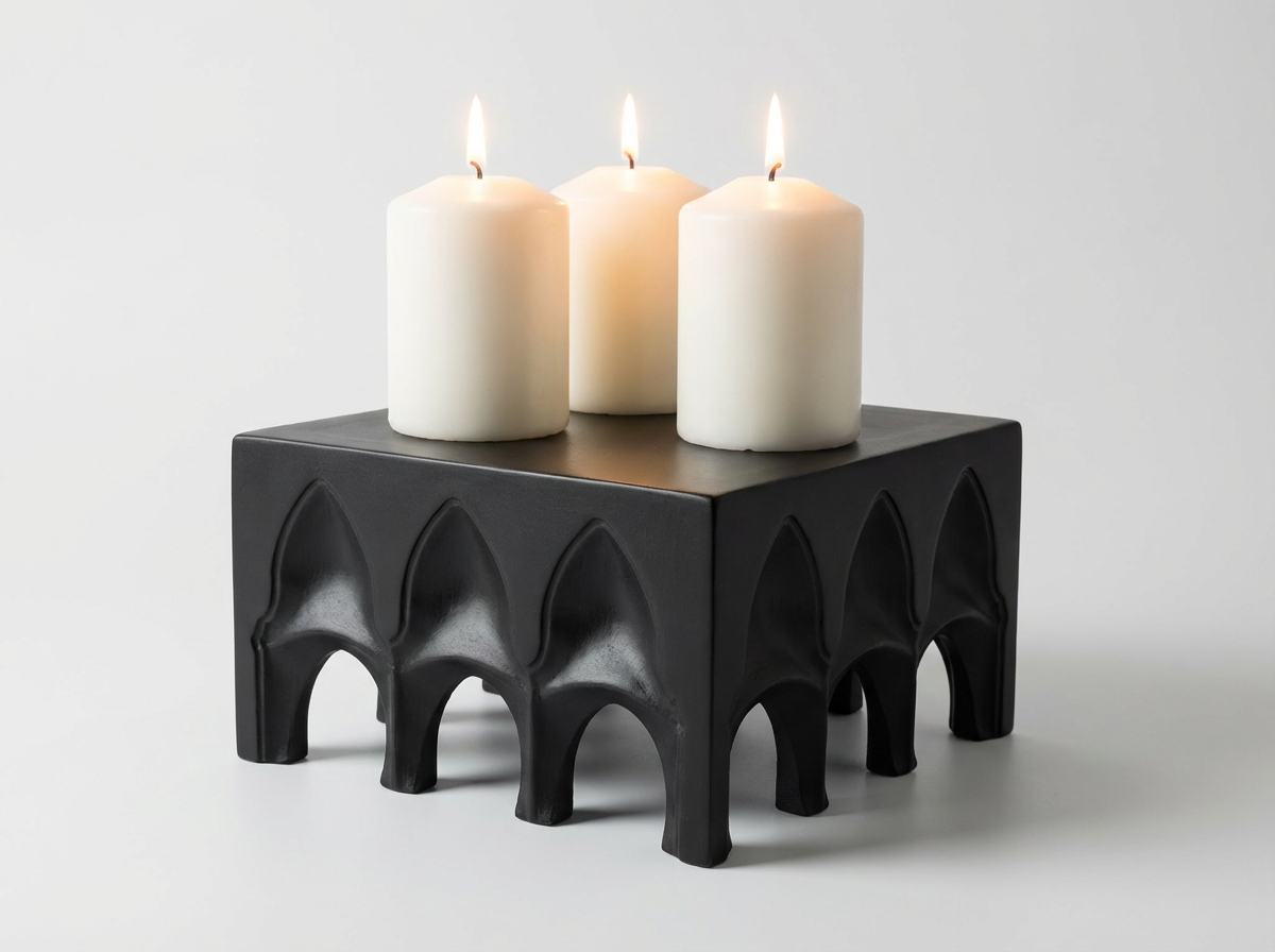 Présentoir Décoratif "Arches Cube" (Noir Mat)