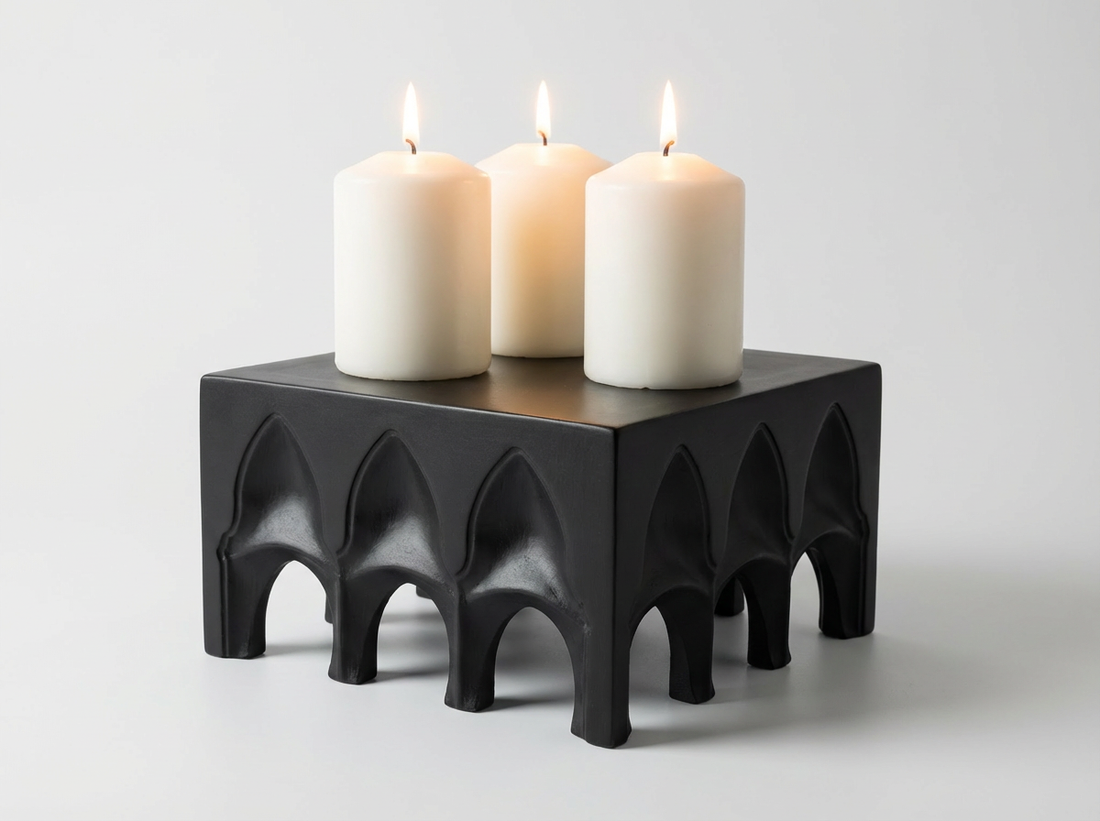 Présentoir Décoratif "Arches Cube" (Noir Mat)