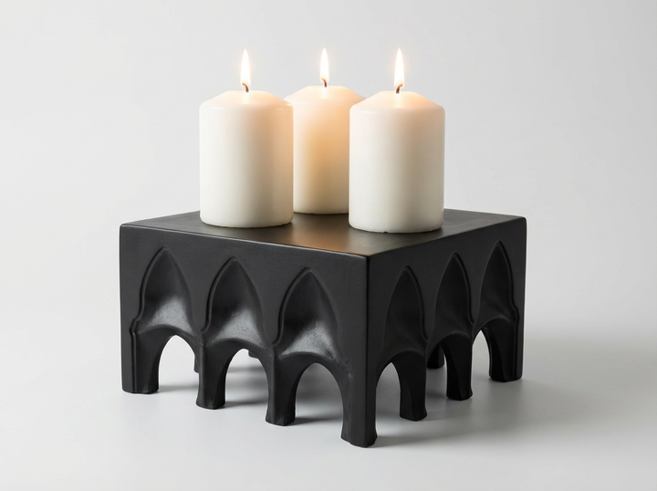 Présentoir Décoratif "Arches Cube" (Noir Mat)