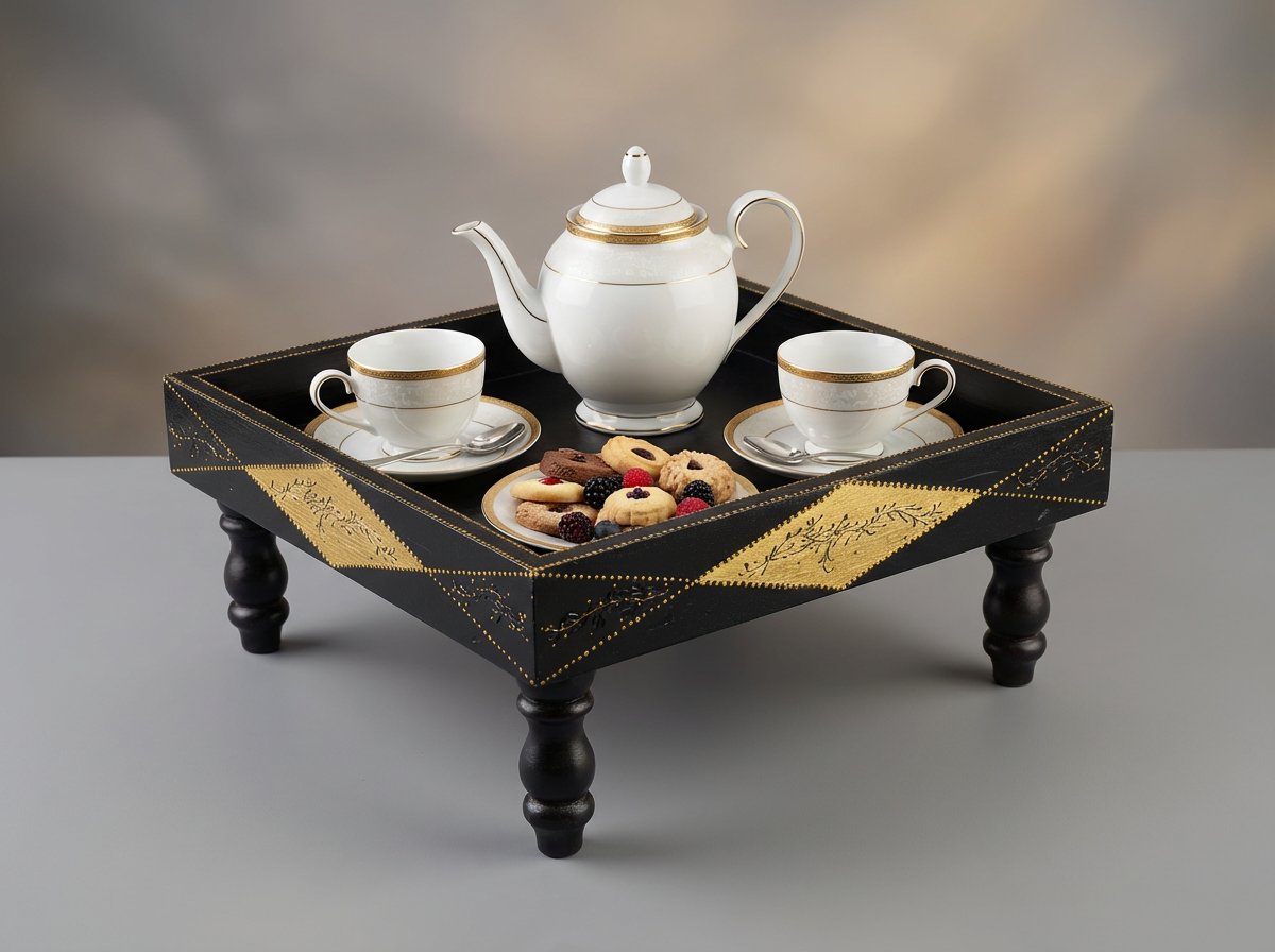 Plateau Sur Pieds "Rouh Al-Layl Sultana" (Noir Mat)