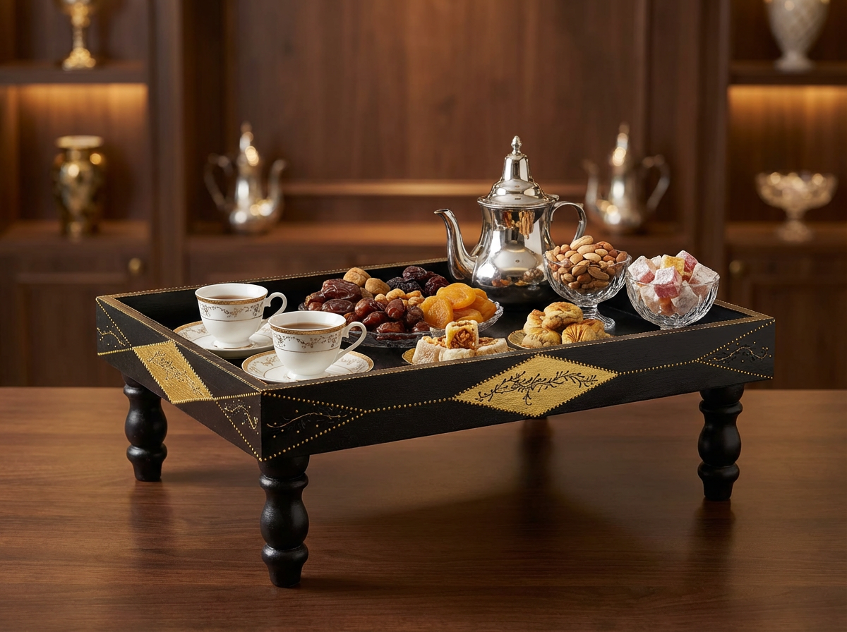 Plateau Sur Pieds "Rouh Al-Layl Sultana" (Noir Mat)