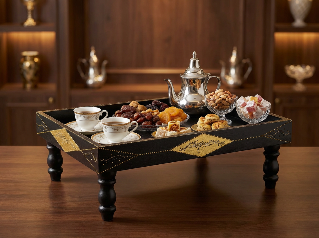 Plateau Sur Pieds "Rouh Al-Layl Sultana" (Noir Mat)