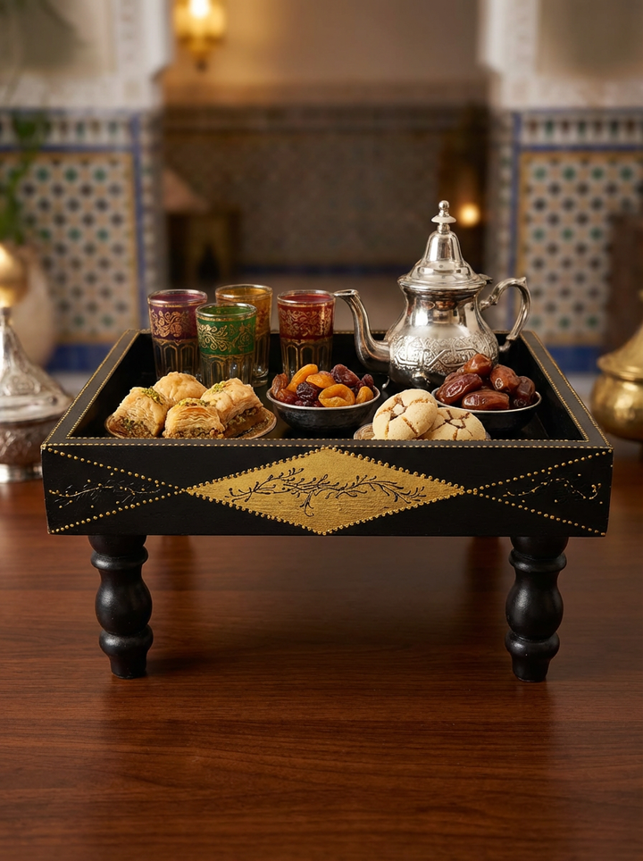 Plateau Sur Pieds "Rouh Al-Layl Sultana" (Noir Mat)