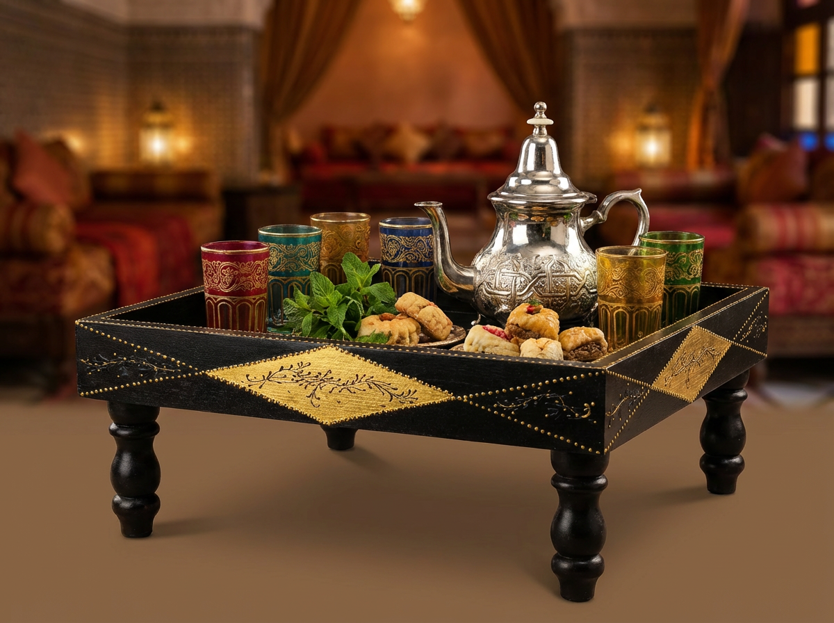 Plateau Sur Pieds "Rouh Al-Layl Sultana" (Noir Mat)