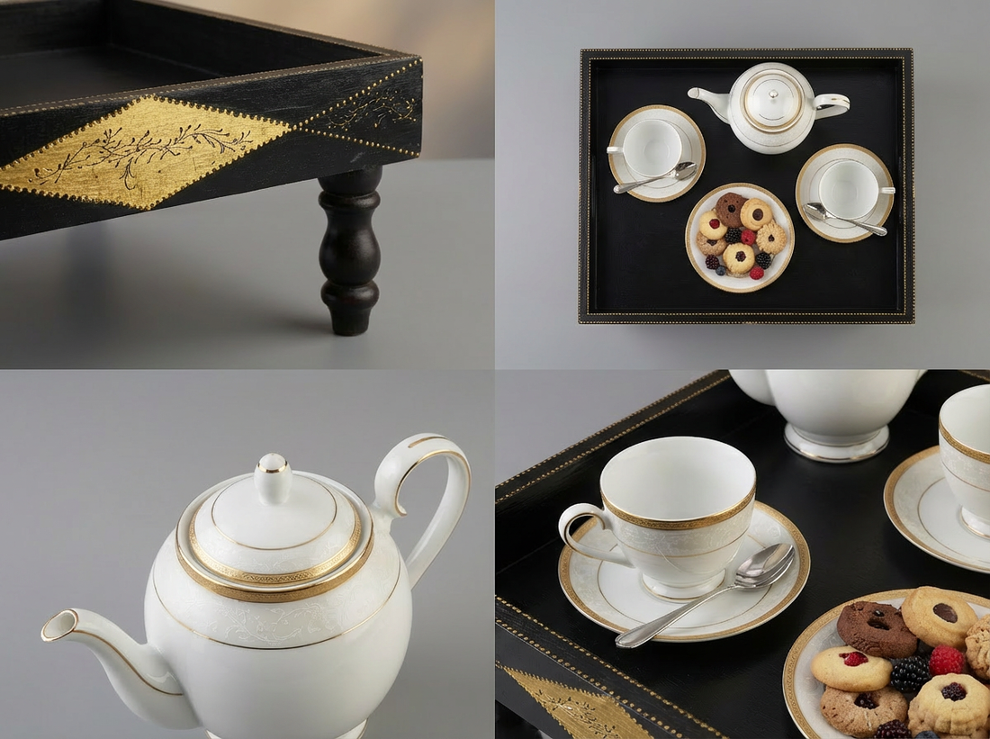 Plateau Sur Pieds "Rouh Al-Layl Sultana" (Noir Mat)