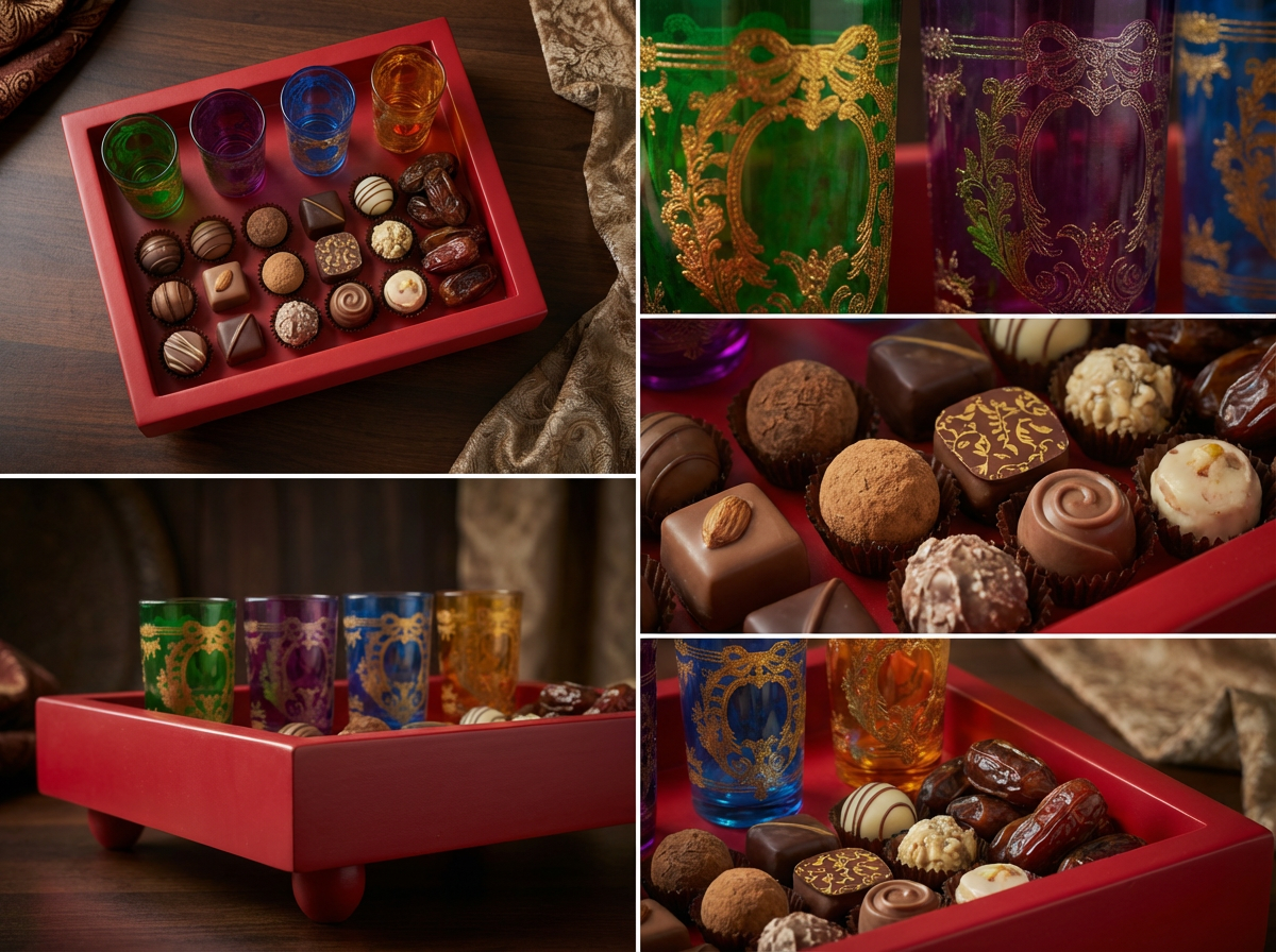 Plateau Carré Sur Pieds "Andalus Rouge" (Rouge Laqué)