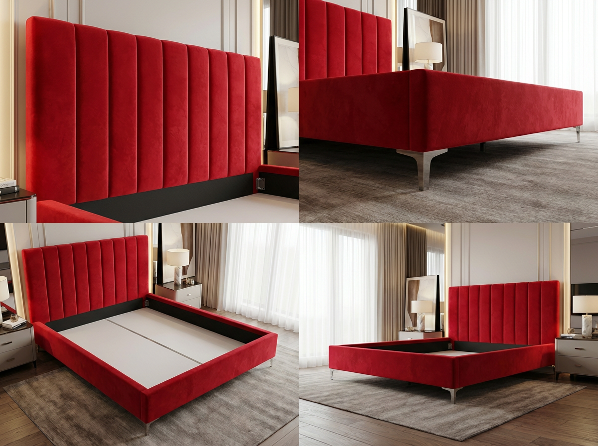 Cadre de Lit de Luxe Design "Pied-de-Poule" (Houndstooth) - Tête de Lit Graphique Moderne - Tailles Queen et King