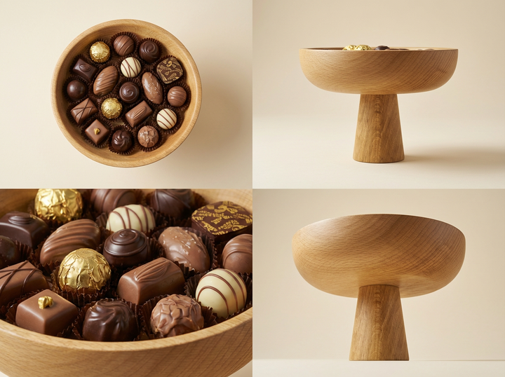 Coupe/Bol Sur Pied "Souk Chic" (Bois Massif Élégant)