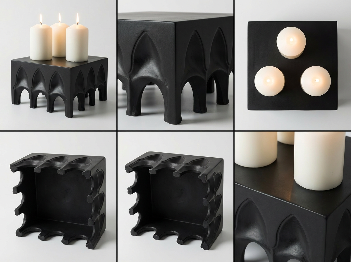 Présentoir Décoratif "Arches Cube" (Noir Mat)