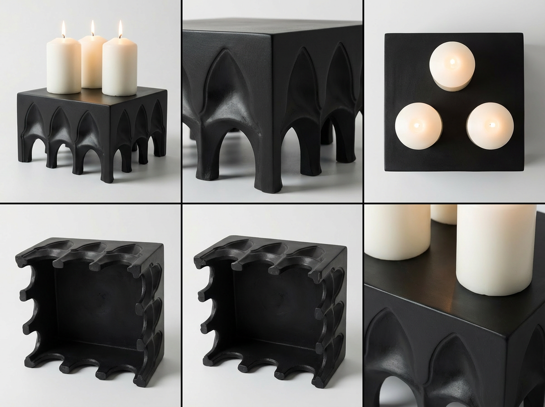 Présentoir Décoratif "Arches Cube" (Noir Mat)