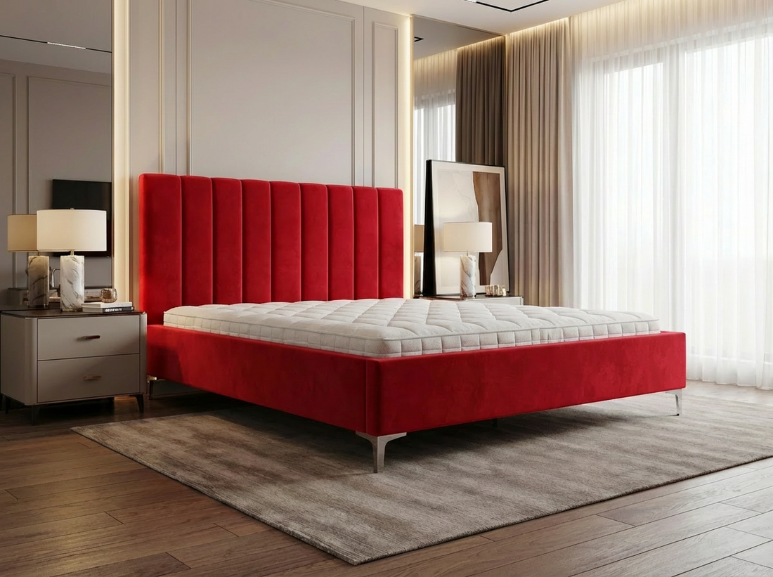 Cadre de Lit de Luxe Design "Pied-de-Poule" (Houndstooth) - Tête de Lit Graphique Moderne - Tailles Queen et King