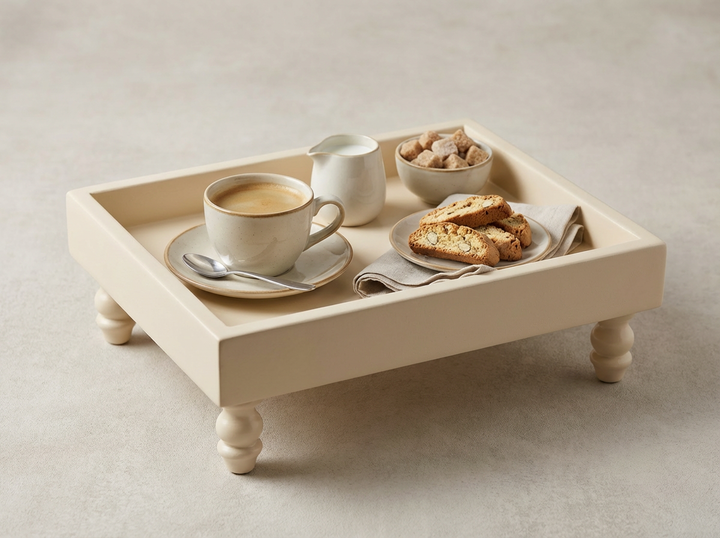 Plateau Carré Sur Pieds "Noura" (Blanc Épuré)