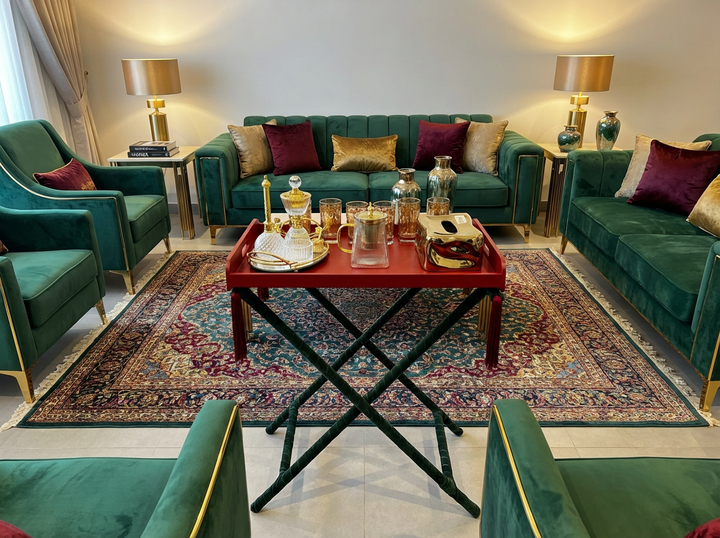 Table Pliante "Kasbah Émeraude" (Bordeaux & Vert)